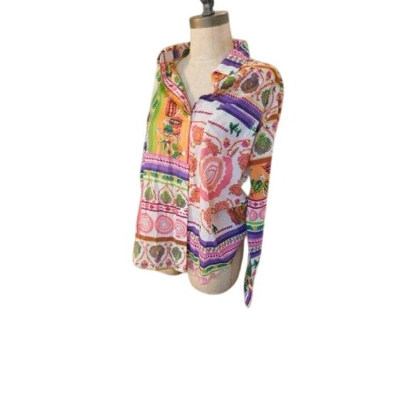 Sigrid Olsen Size S Small Boho Cloth Button Down Long Sleeve Top NWT - Picture 2 of 2